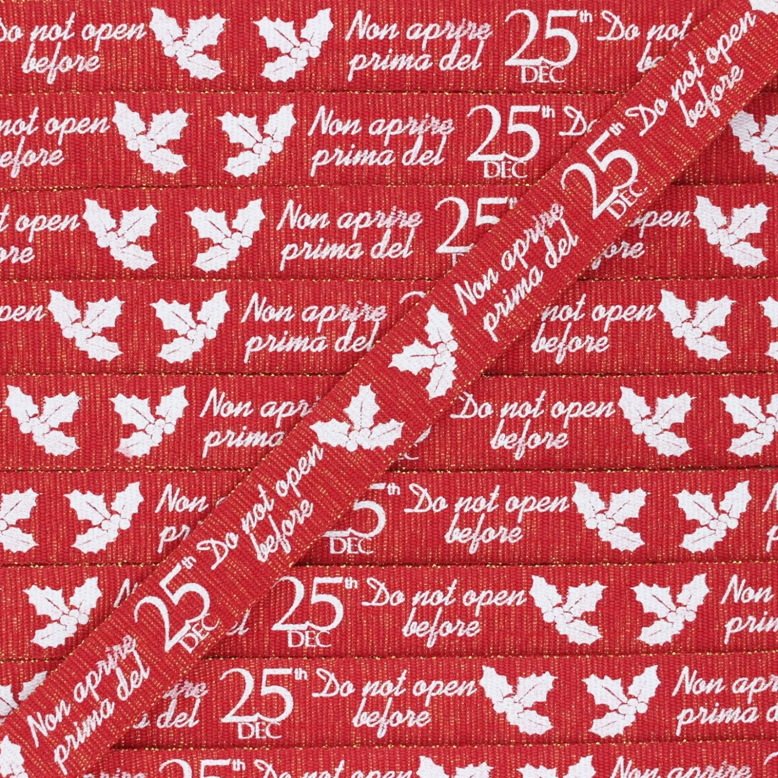 Ruban Gros Grain lurex Christmas gift 15 mm - rouge