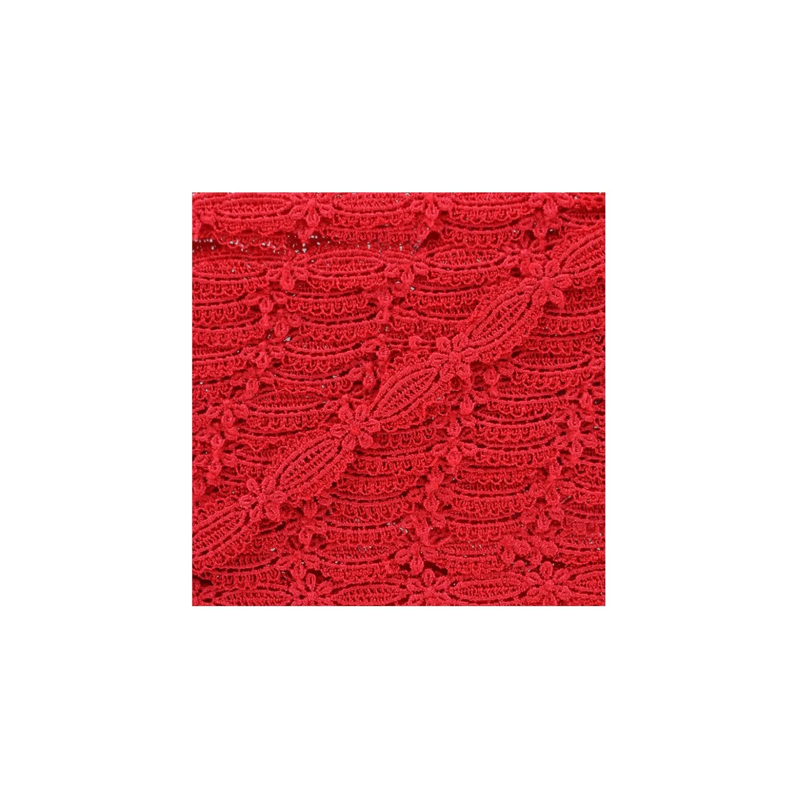 Ruban guipure Petite amande 15 mm - rouge