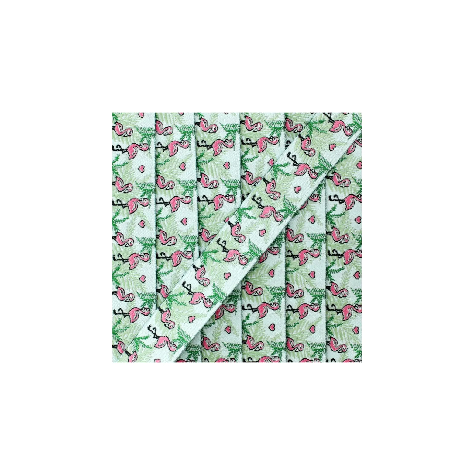 Ruban jacquard flamant rose 20 mm - vert clair