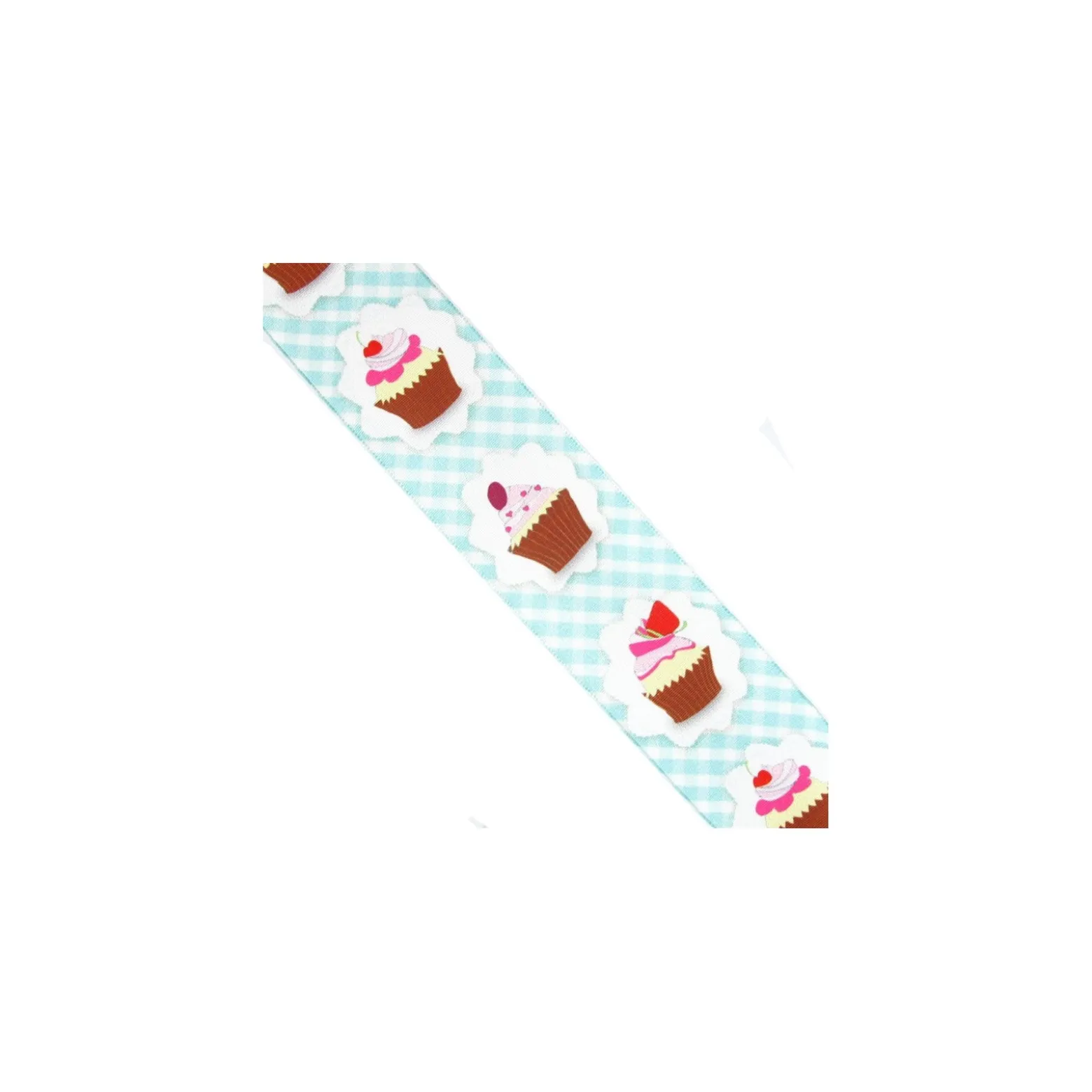 Ruban laitonné Vichy Cupcakes turquoise