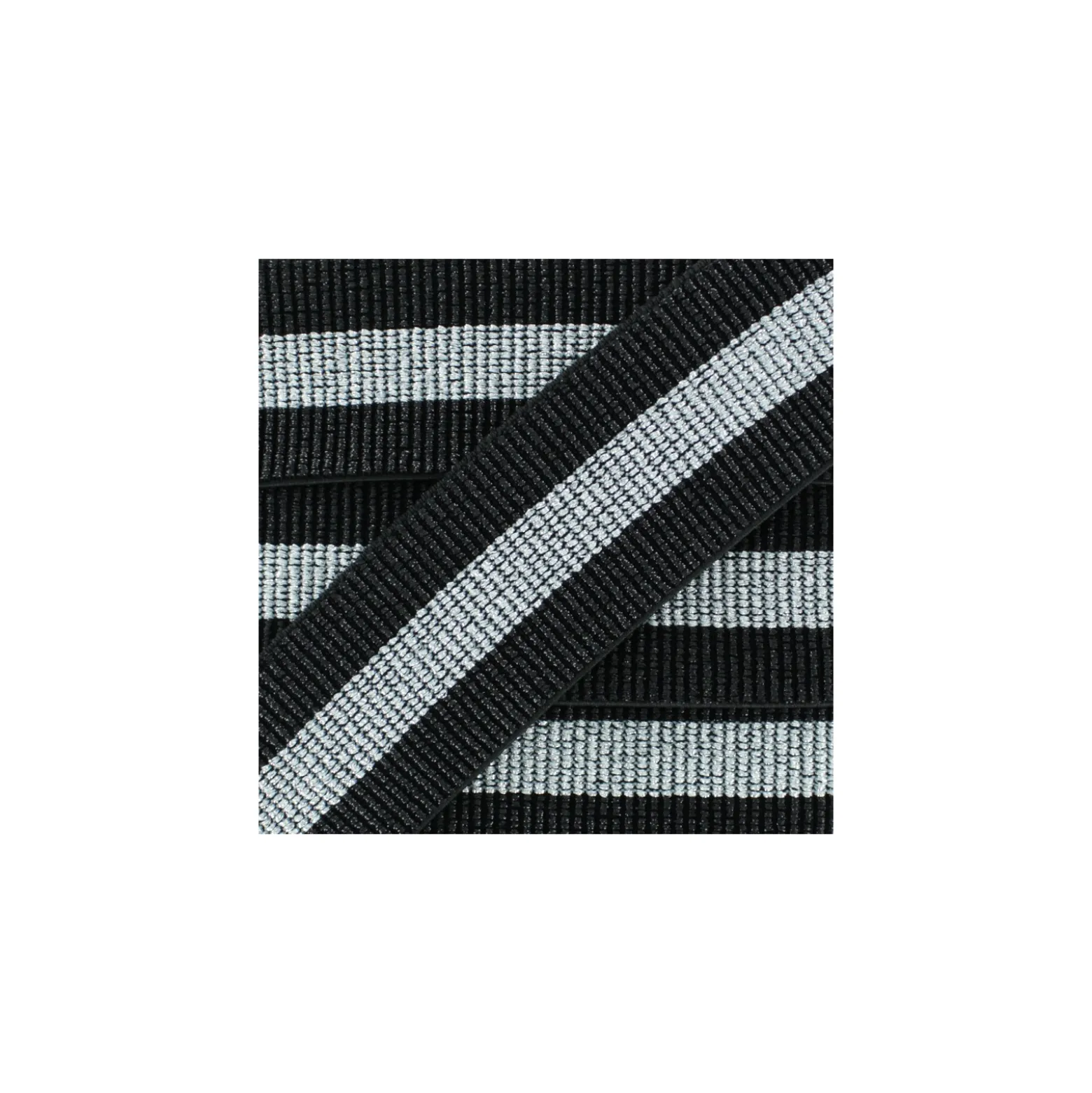 Ruban Élastique Ceinture Réveillon 40 mm - Noir/Argent x 50cm