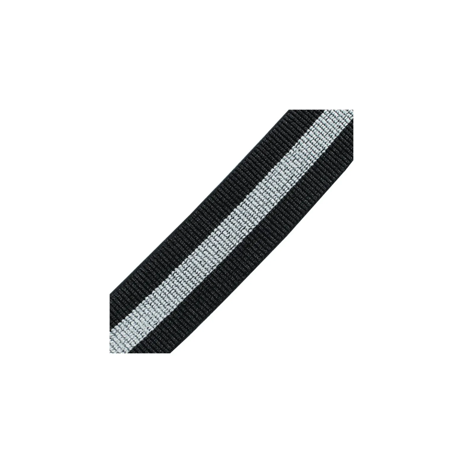Ruban Élastique Ceinture Réveillon 40 mm - Noir/Argent x 50cm
