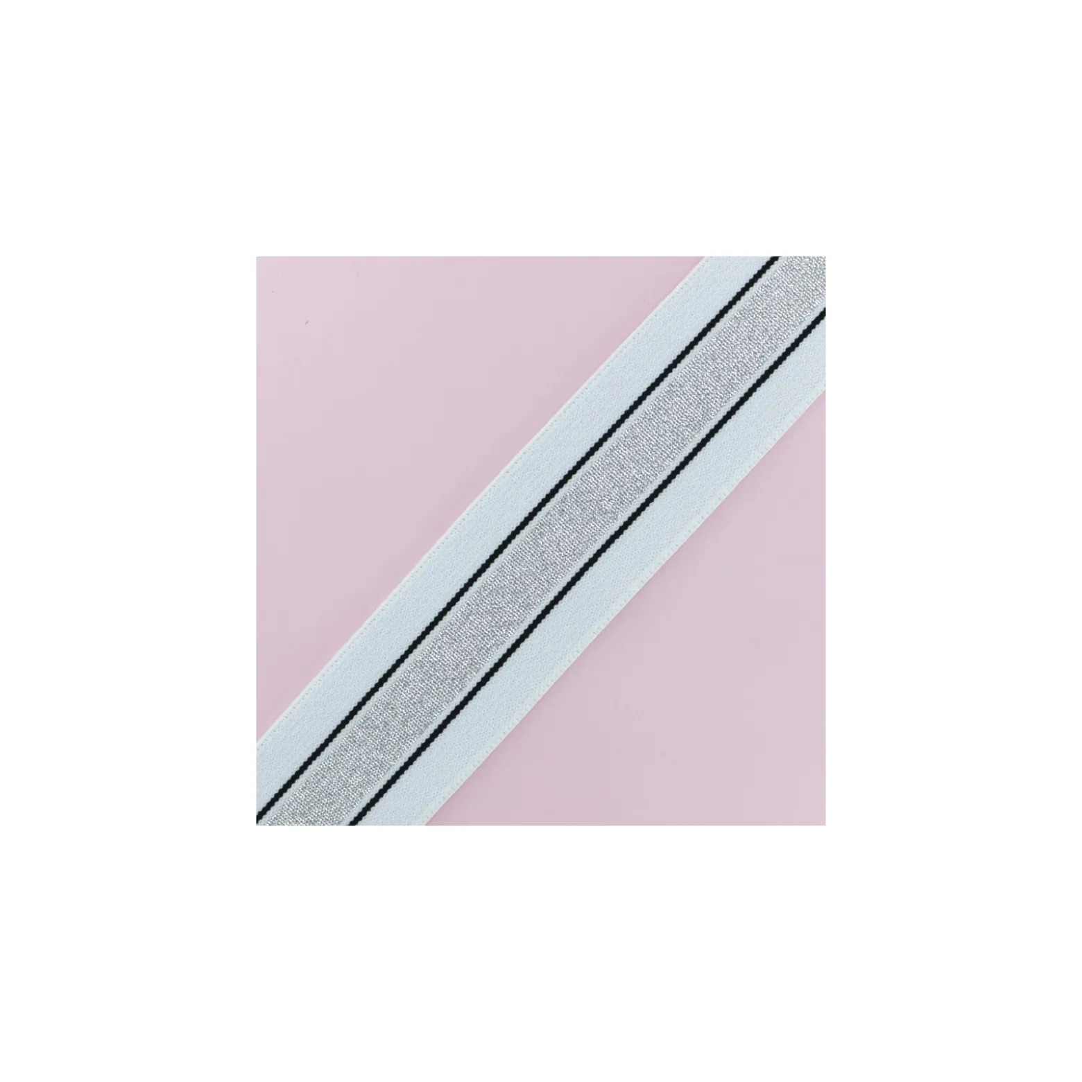 Ruban Élastique Just Dance 40 mm - Blanc/Argent