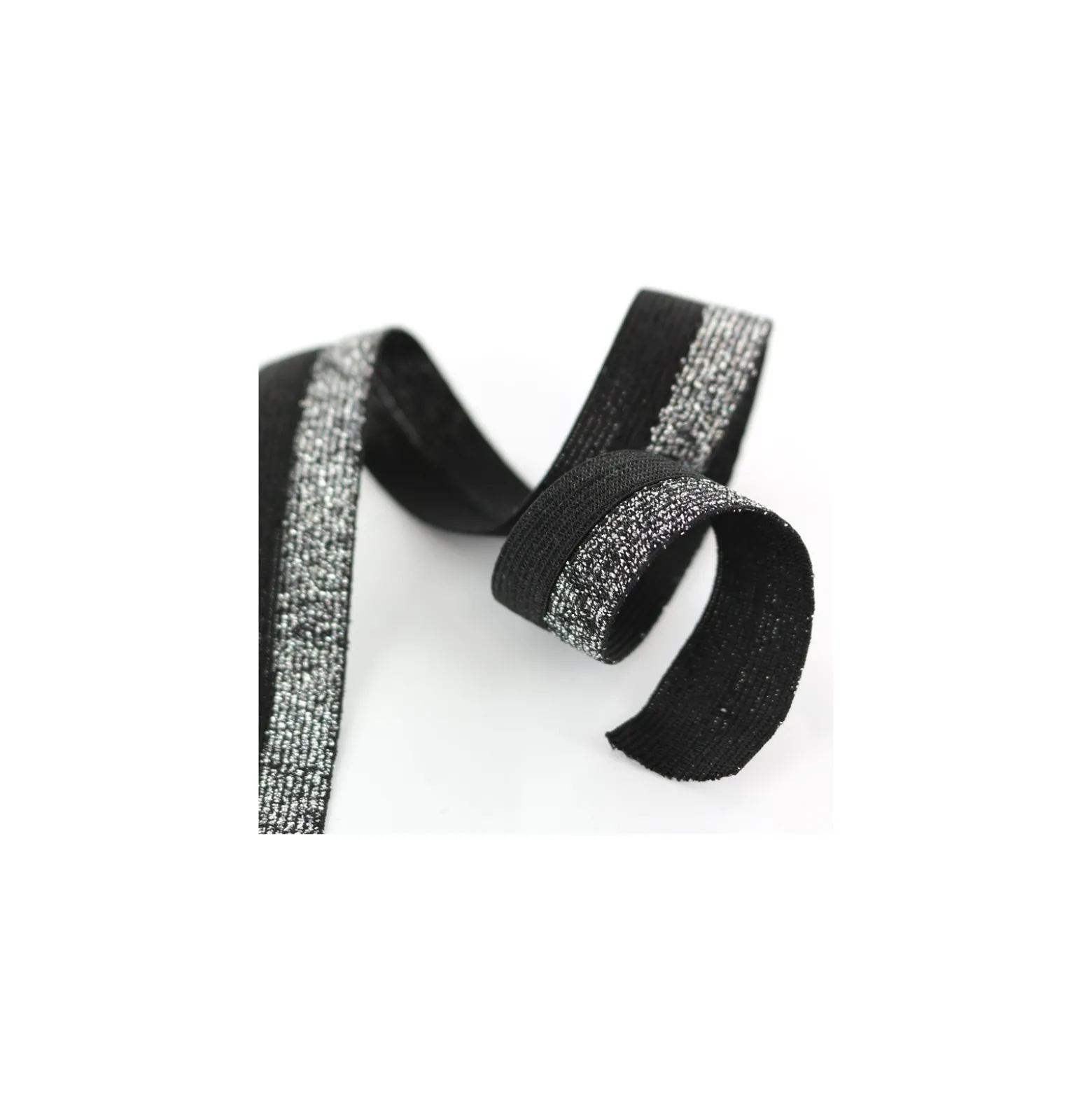 Ruban élastique lurex bicolore Brillantine (20mm) - argent/noir