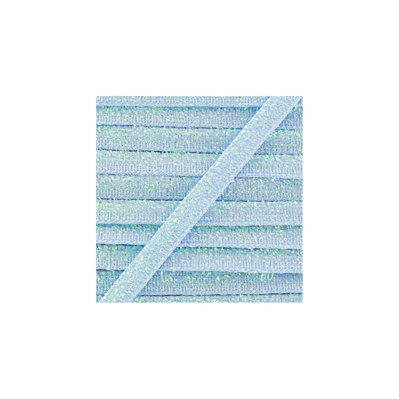 Ruban paillettes irisées 5mm - bleu ciel