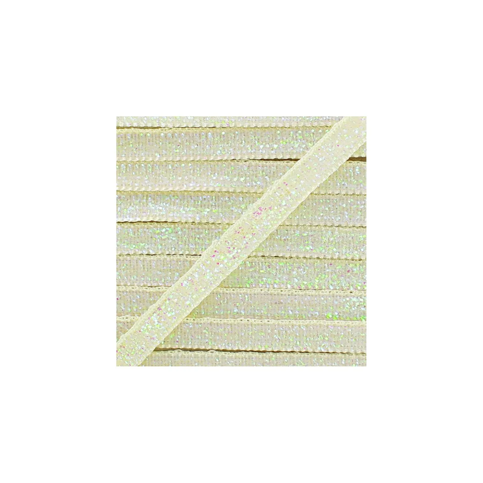 Ruban paillettes irisées 5mm - écru
