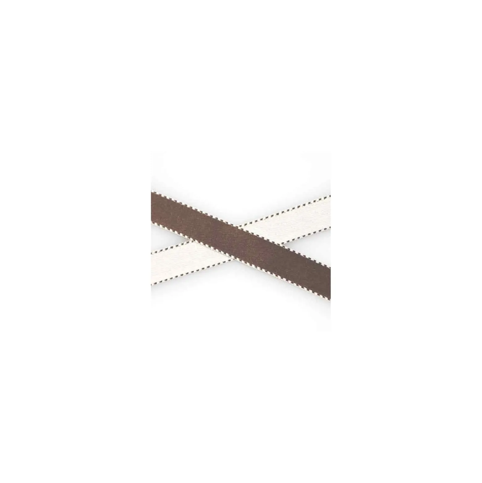 Ruban satin bicolore marron/blanc 10 mm