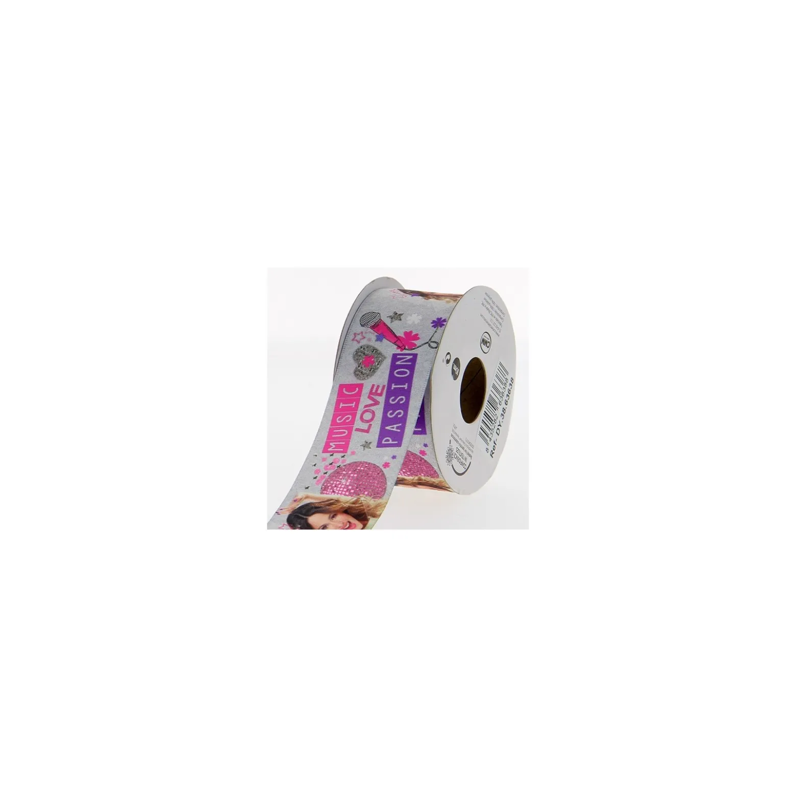 Ruban satin Disney Violetta gris 38 mm