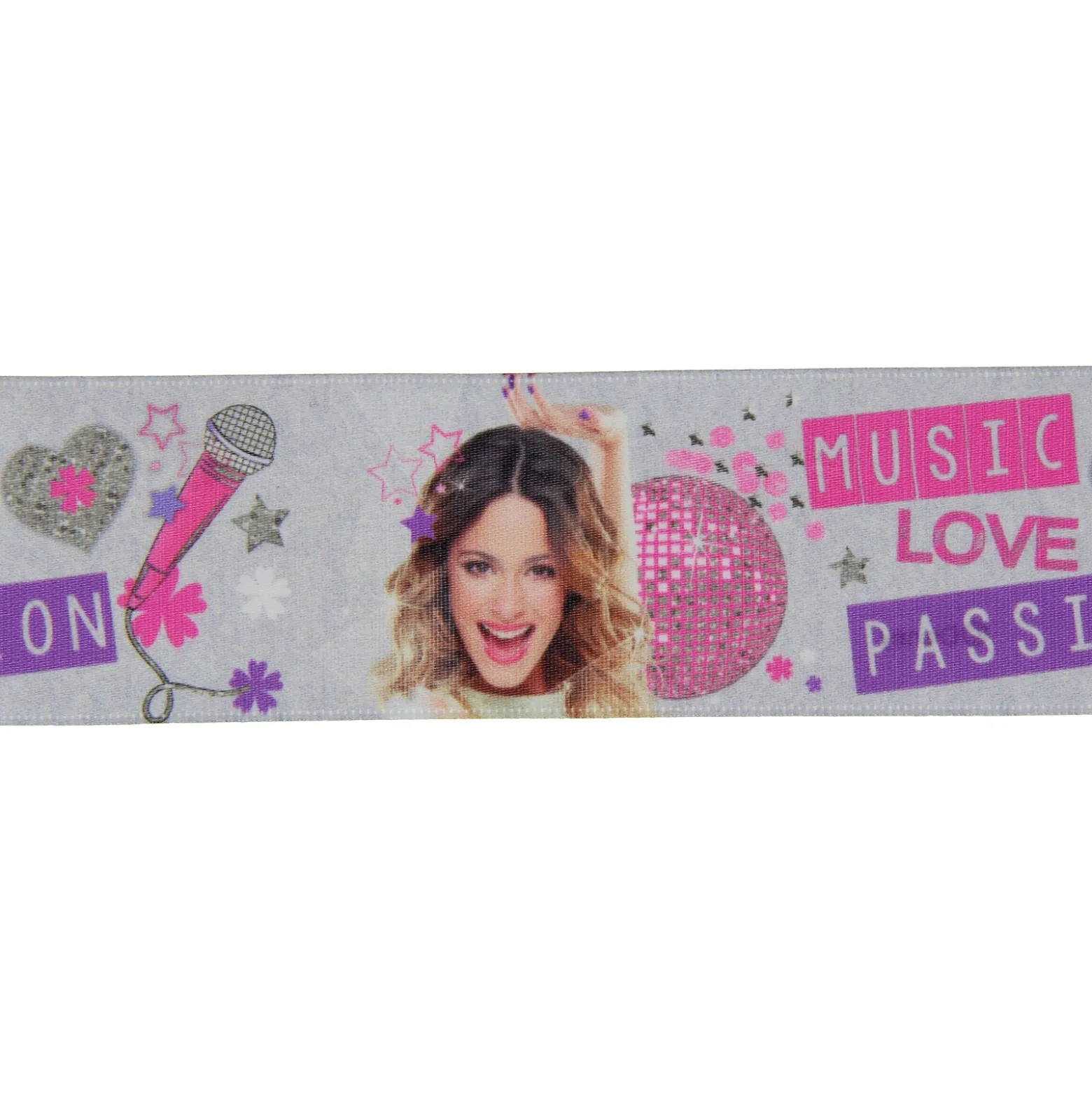 Ruban satin Disney Violetta gris 38 mm