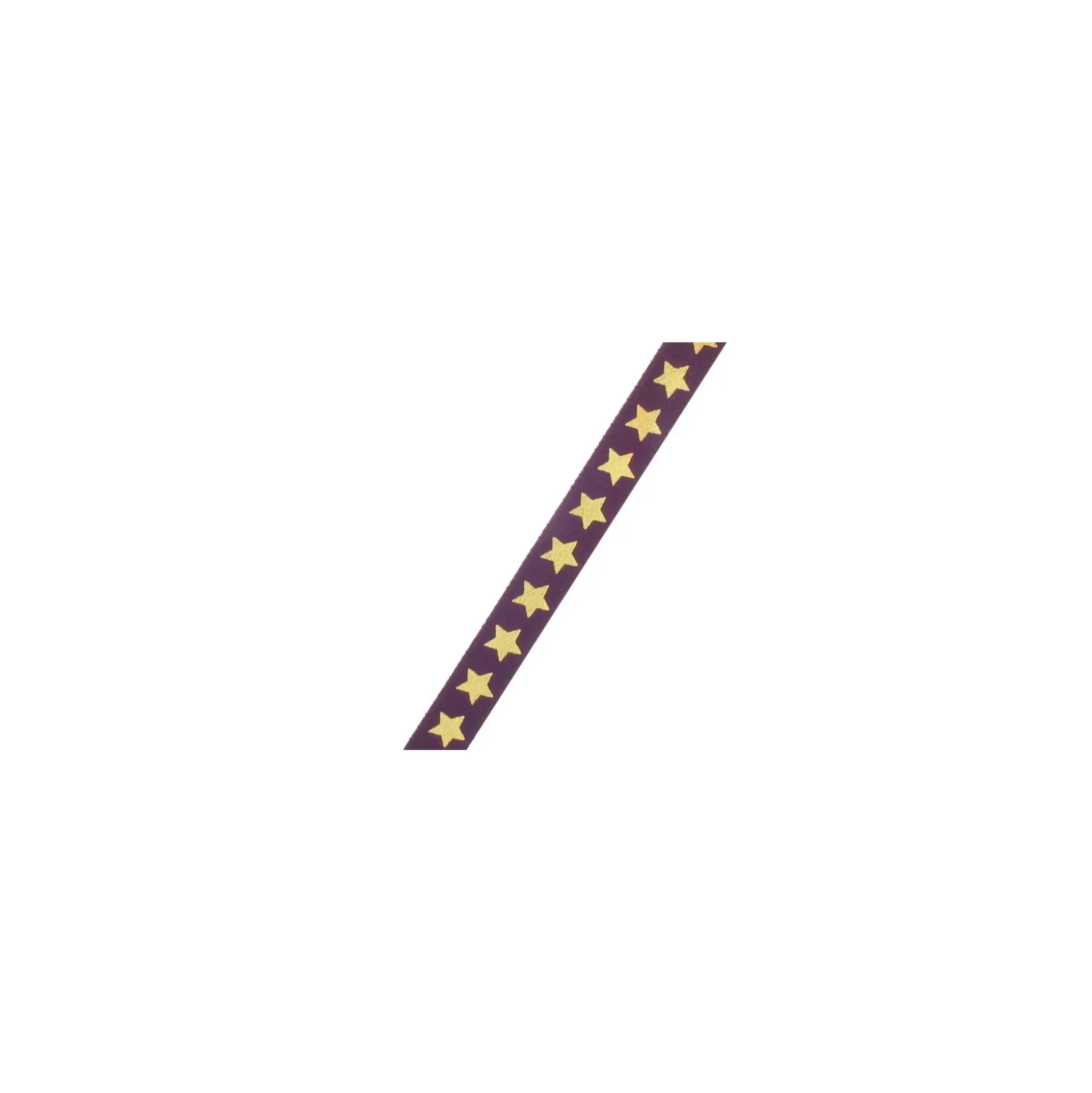 Ruban satin simple face violet étoiles or