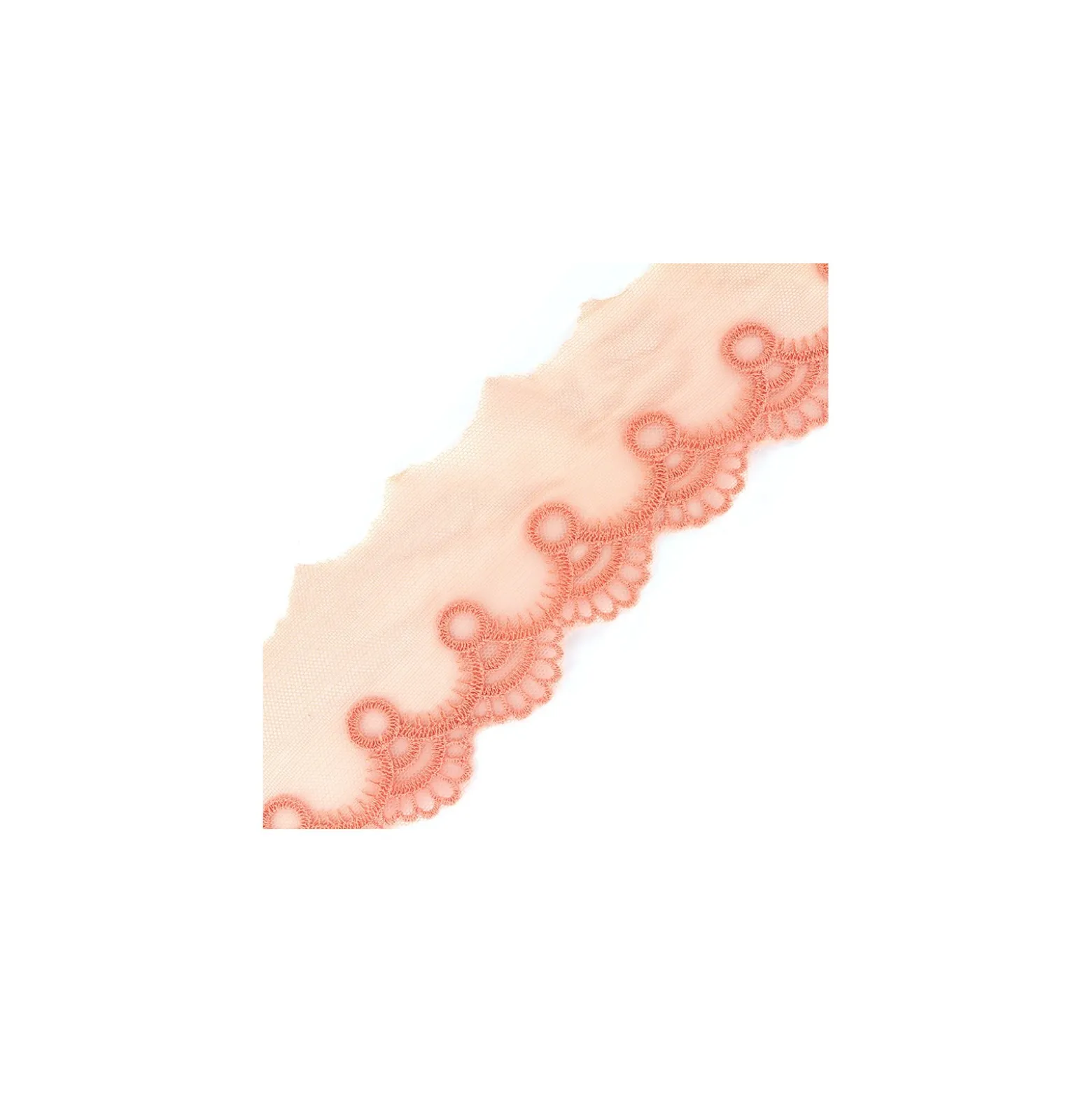 Ruban Tulle brodé Adaya - corail