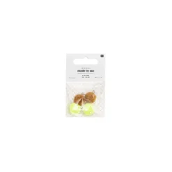 Set de 4 mini pompons ronds 15mm - moutarde/jaune fluo