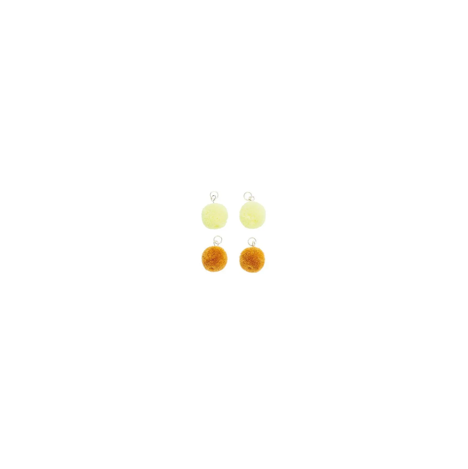 Set de 4 mini pompons ronds 15mm - moutarde/jaune fluo