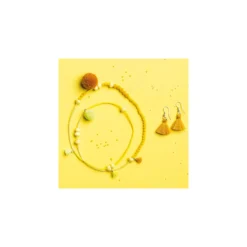 Set de 4 mini pompons ronds 15mm - moutarde/jaune fluo
