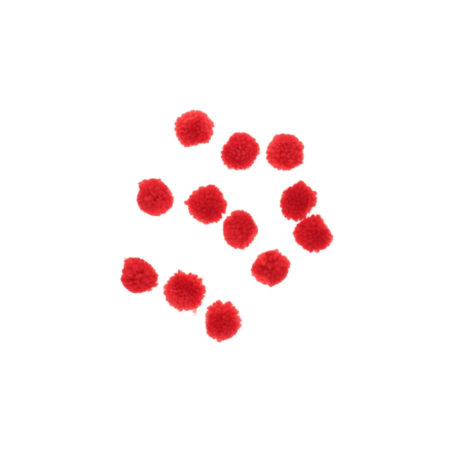 Set de 12 pompons bouclés 25mm - rouge