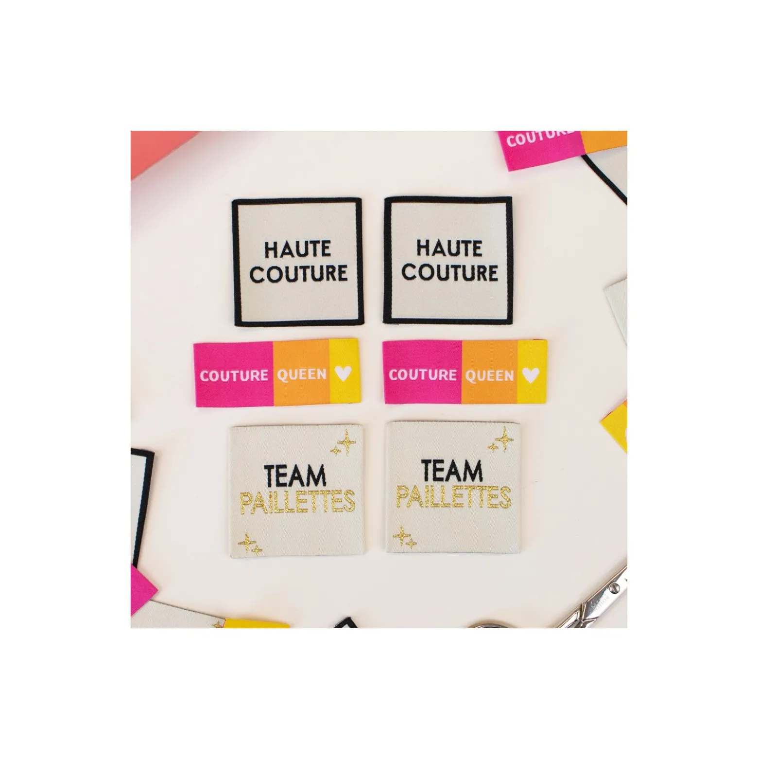 Étiquettes tissées à coudre - Team couture (lot de 6)