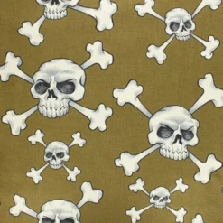 Tissu coton Alexander Henry Skull and bones - vert olive
