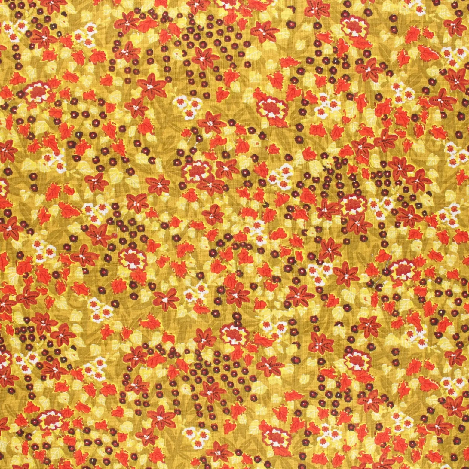 Tissu coton cretonne Calibrachoa - jaune curry