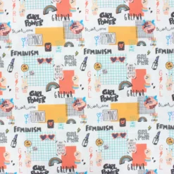 Tissu coton cretonne GRL PWR - blanc