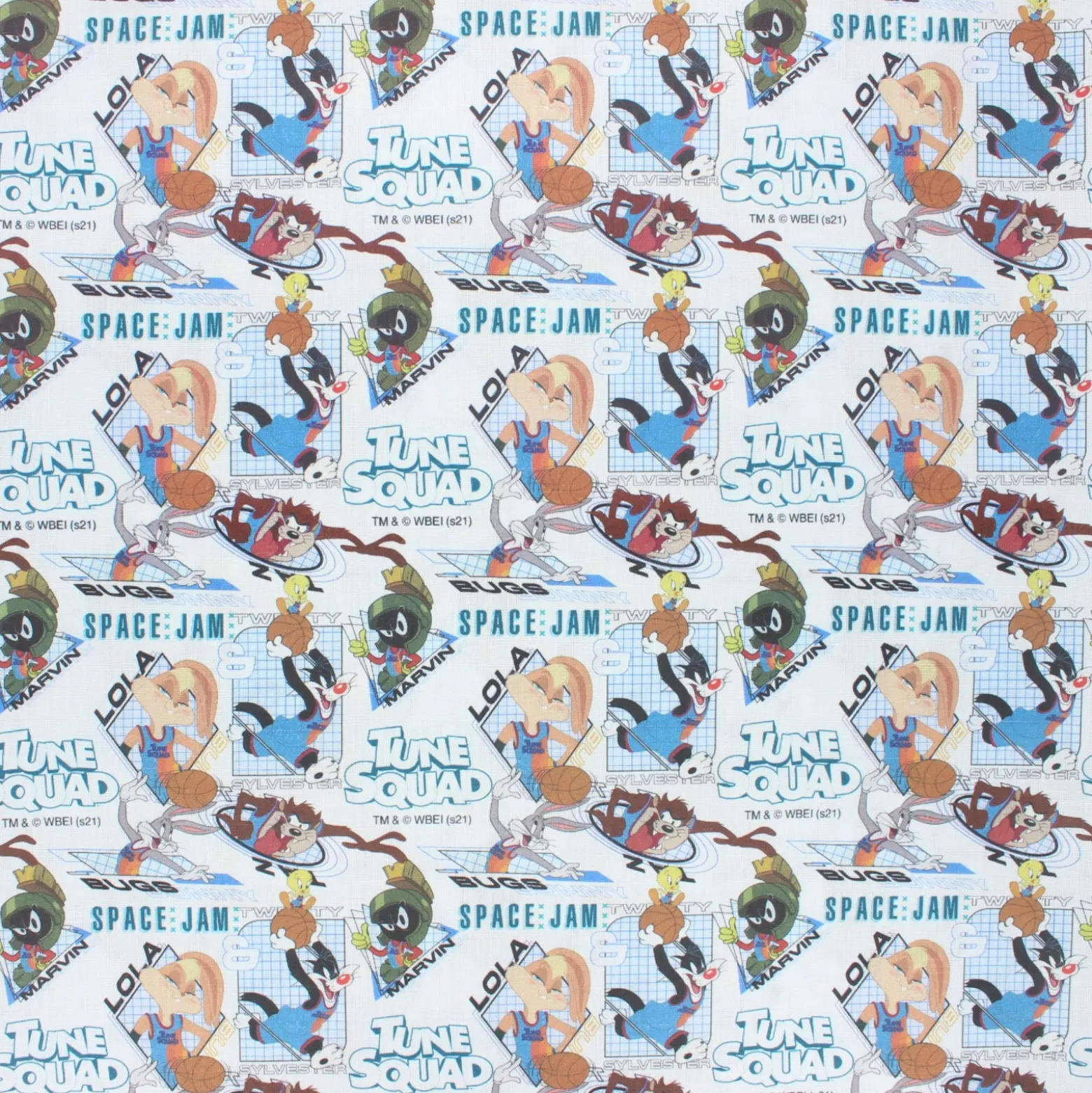 Tissu coton cretonne Space Jam A new legacy - blanc