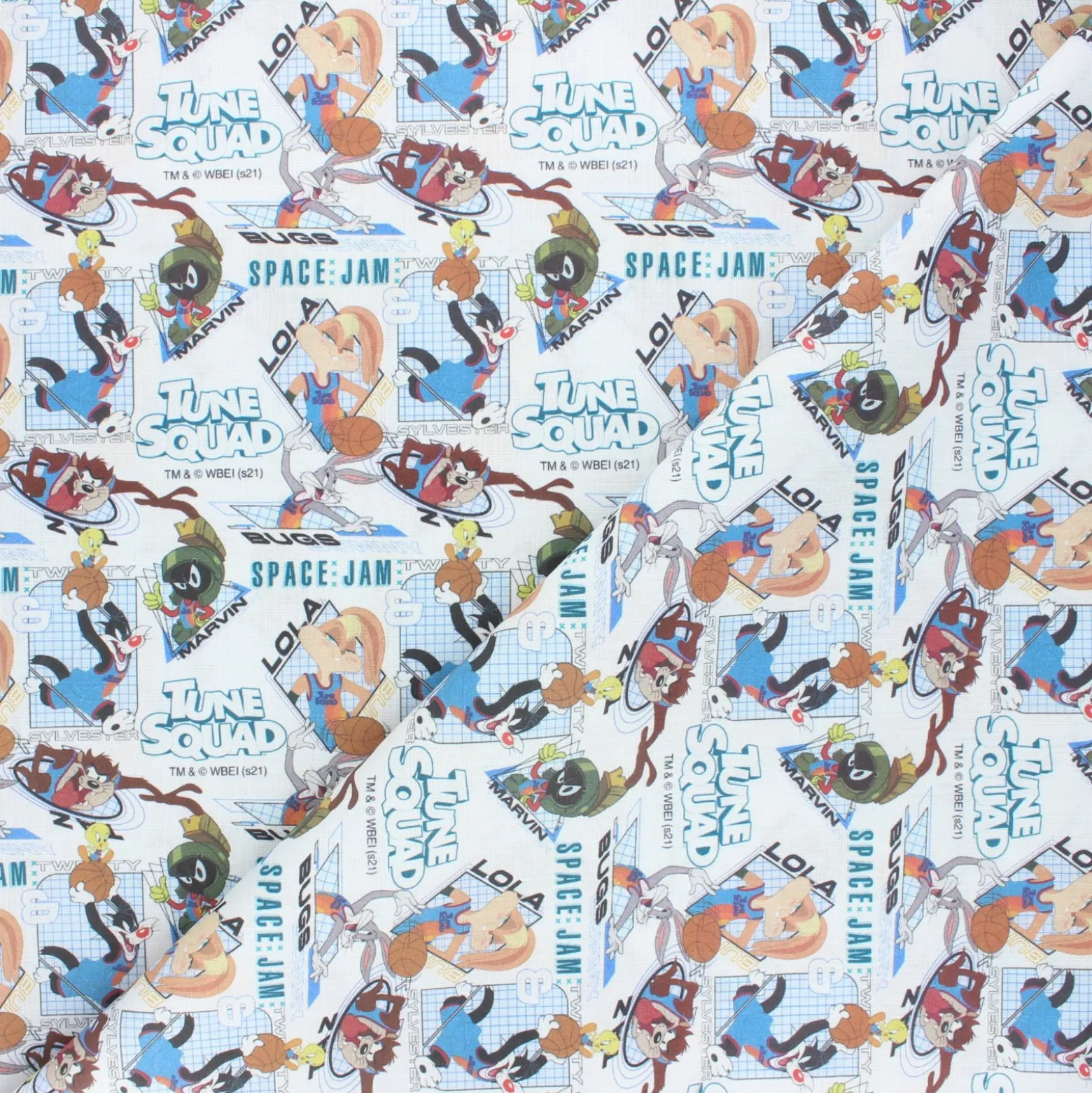 Tissu coton cretonne Space Jam A new legacy - blanc