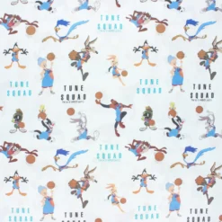 Tissu coton cretonne Space Jam Tune team - blanc