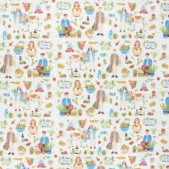 Tissu coton cretonne Veggie love - écru