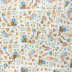 Tissu coton cretonne Veggie love - écru