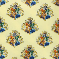 Tissu coton Harry Potter Blason de Poudlard - jaune