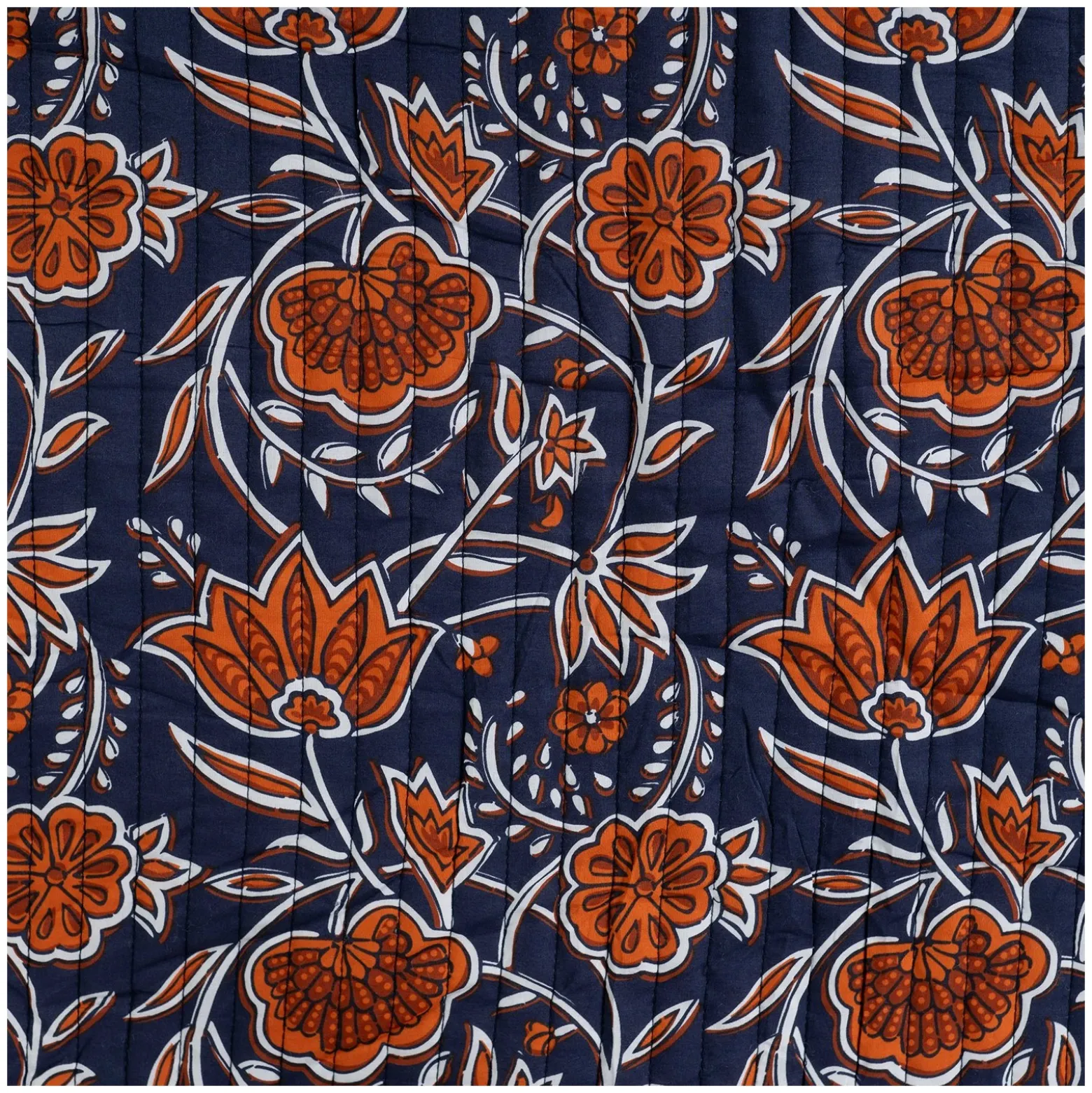 Tissu coton matelassé réversible Batikos - bleu marine