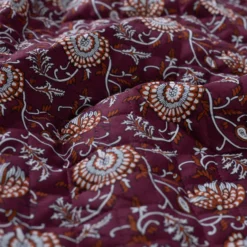 Tissu coton matelassé réversible Ethnic flowers - camel