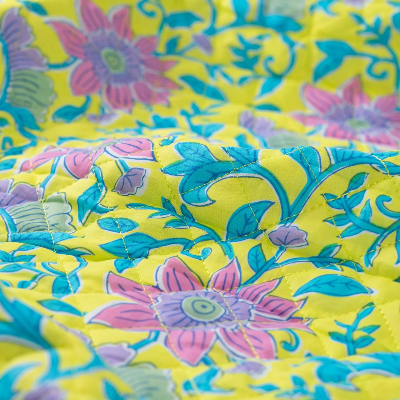 Tissu coton matelassé réversible Kalyani - jaune