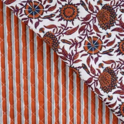 Tissu coton matelassé réversible Ethnic stripes - camel