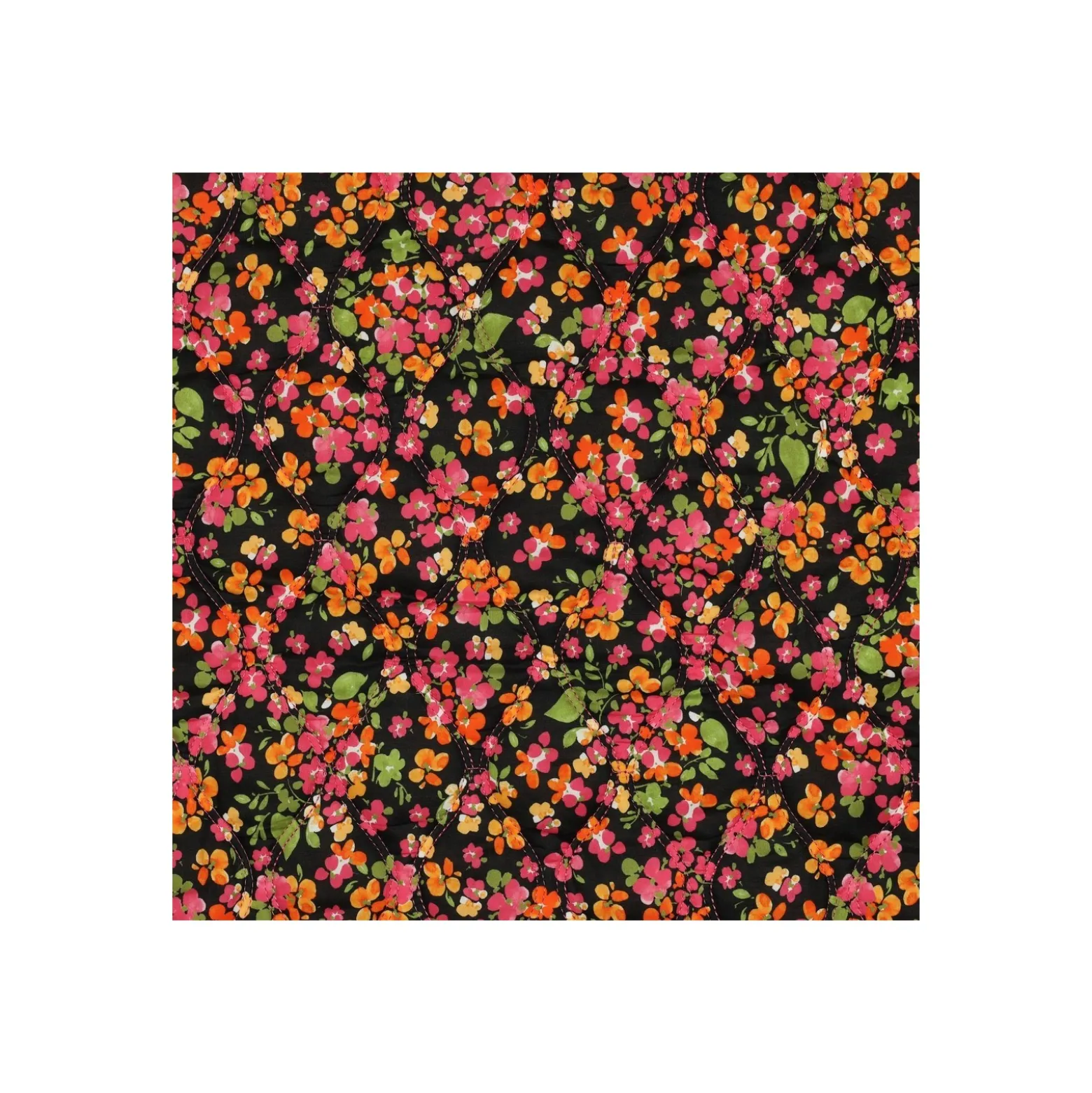 Tissu coton matelassé réversible Floria - noir