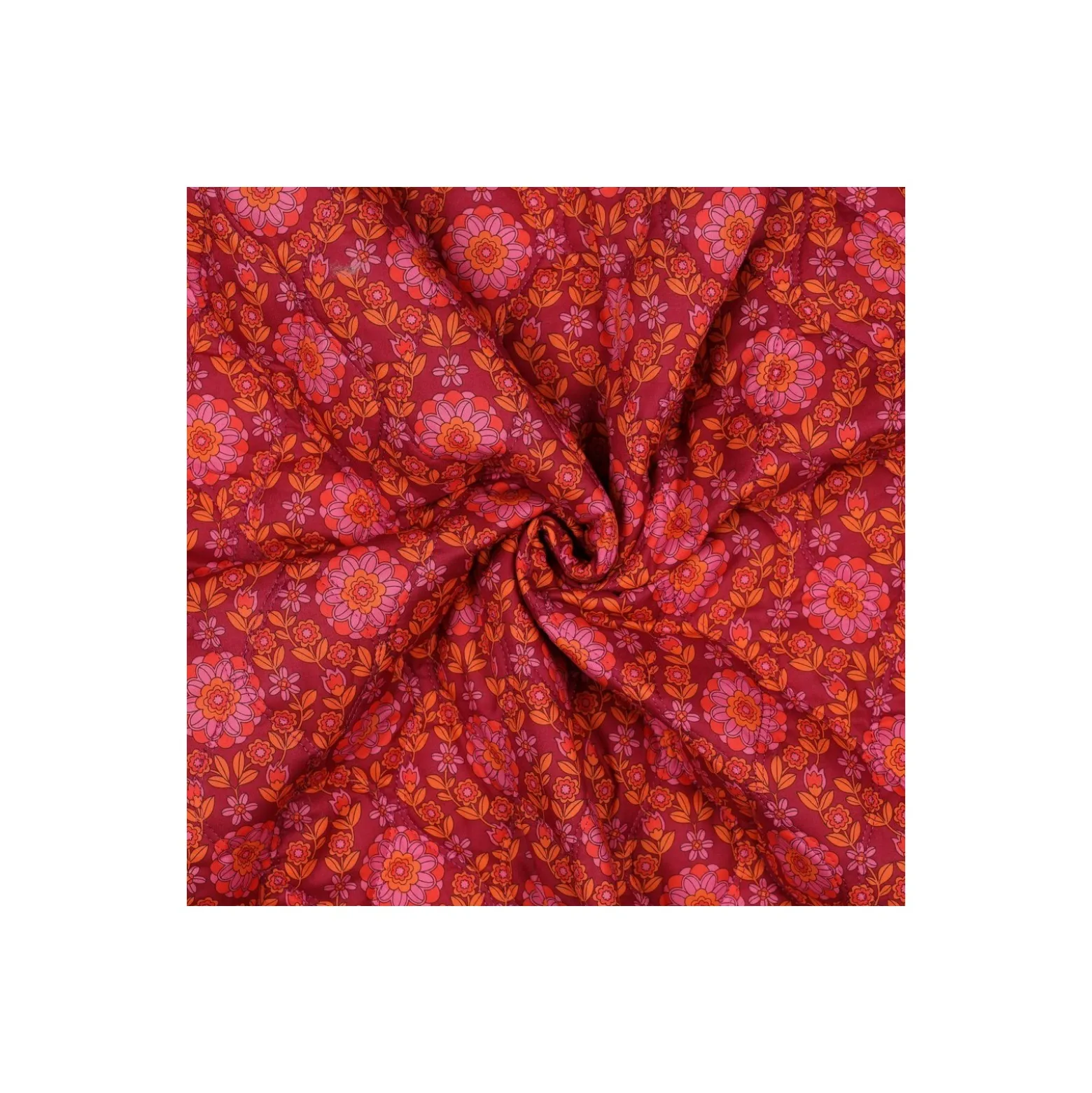 Tissu coton matelassé réversible Clem - rose