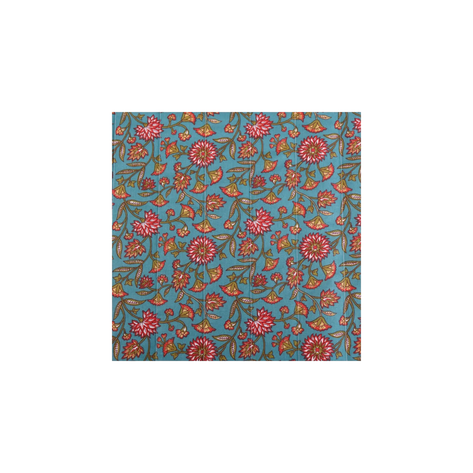 Tissu coton matelassé réversible Santal - bleu paon
