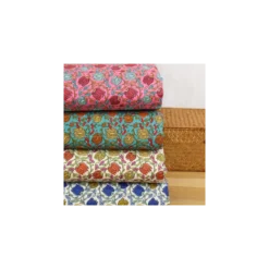 Tissu coton matelassé réversible Isis - bleu paon