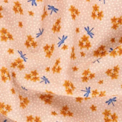 Tissu coton Ode to poppies - Delicate dragonflies - rose poudré