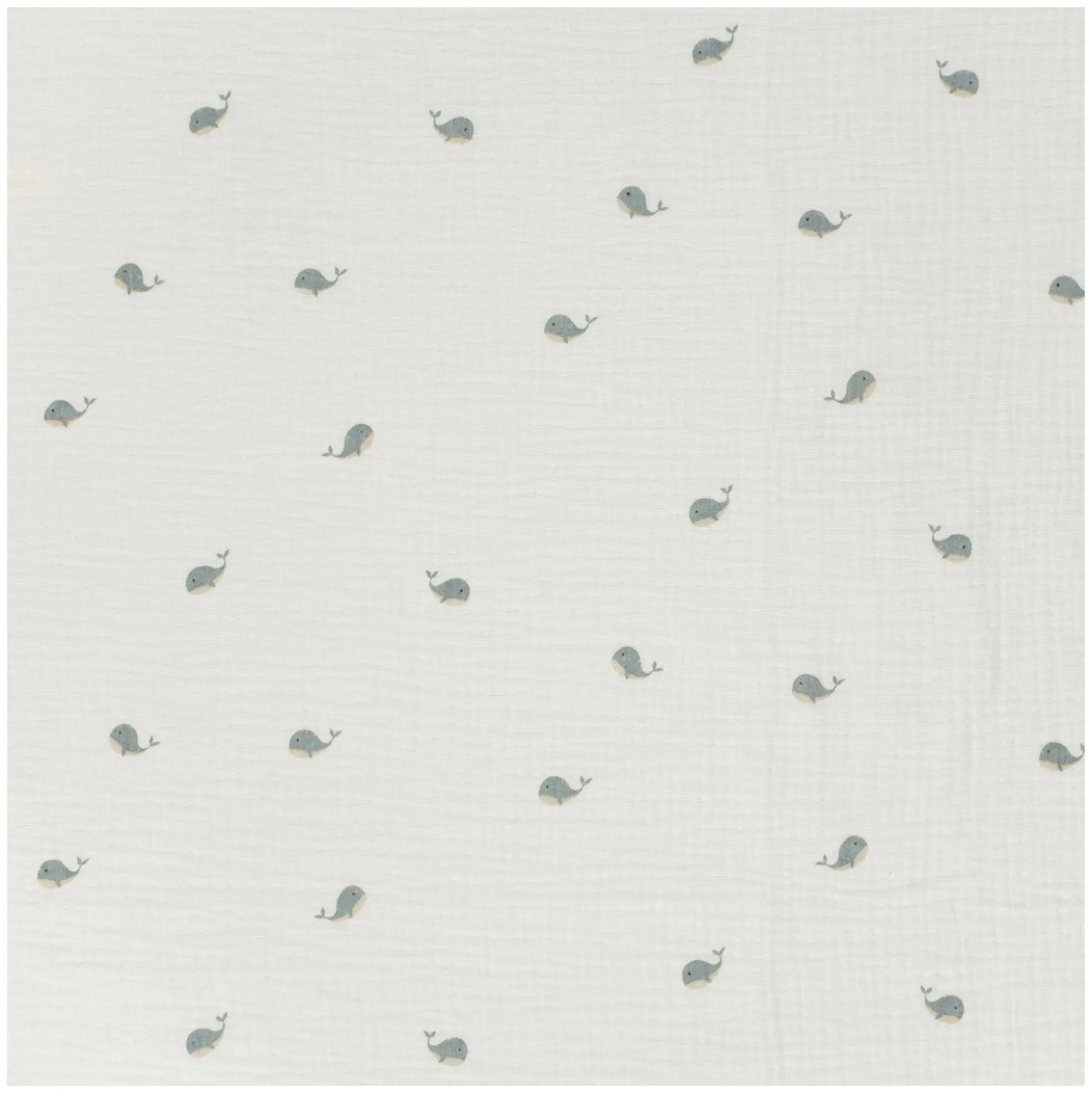 Tissu double gaze de coton Baleines - écru