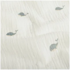 Tissu double gaze de coton Baleines - écru