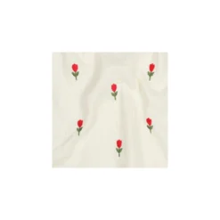 Tissu double gaze de coton brodé Tulipe - écru