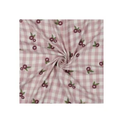Tissu double gaze de coton brodé Garance - vieux rose