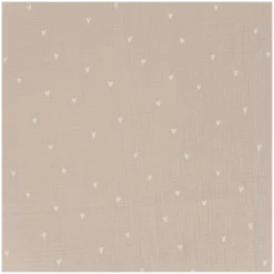 Tissu double gaze de coton Cœurs - beige