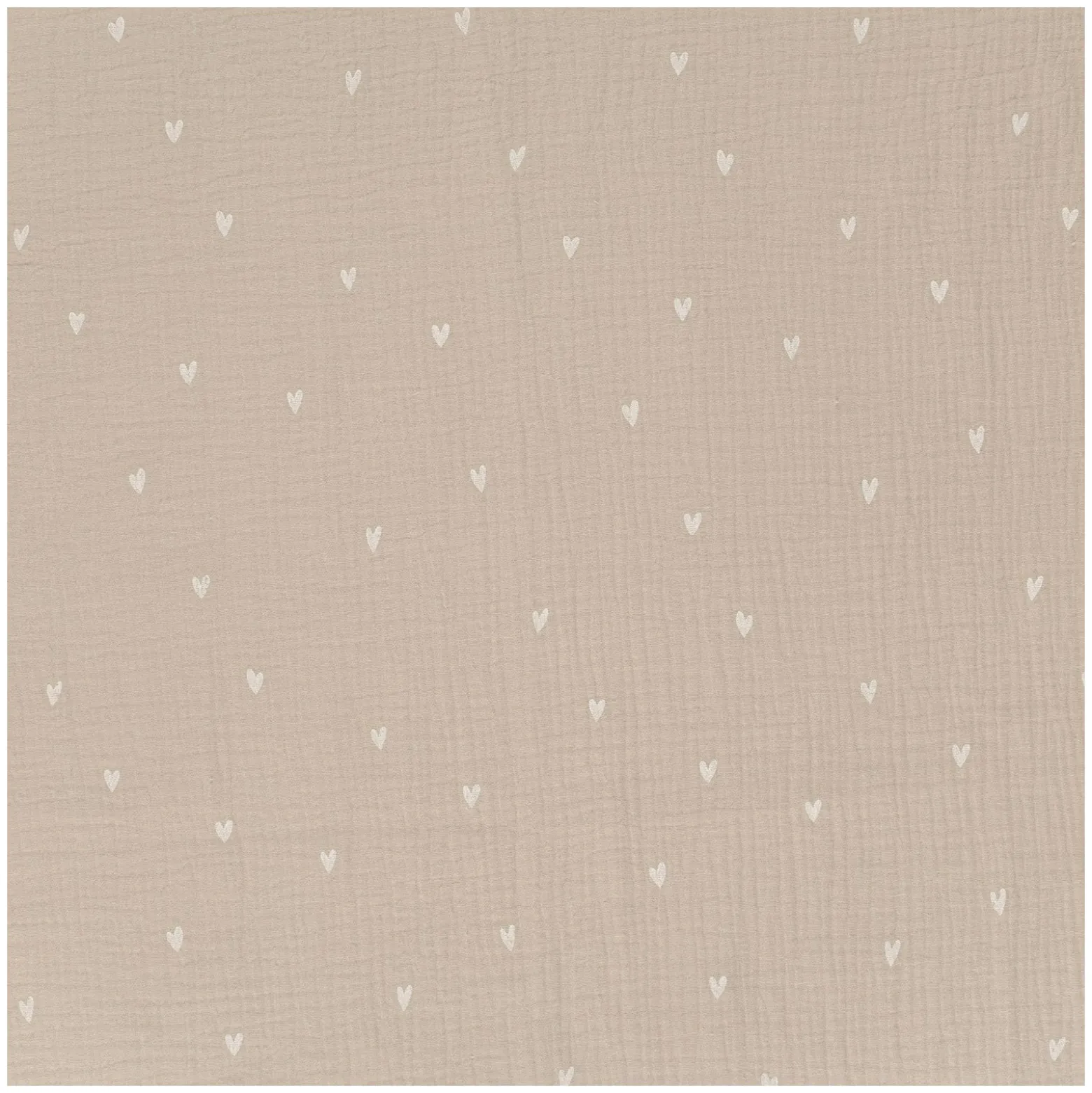 Tissu double gaze de coton Cœurs - beige