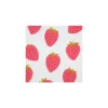 Tissu double gaze de coton Fraise - blanc cassé