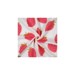 Tissu double gaze de coton Fraise - blanc cassé