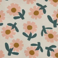 Tissu double gaze de coton Jennifer Bouron Flowers - pêche