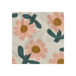 Tissu double gaze de coton Jennifer Bouron Flowers - pêche