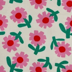 Tissu double gaze de coton Jennifer Bouron Flowers - rose