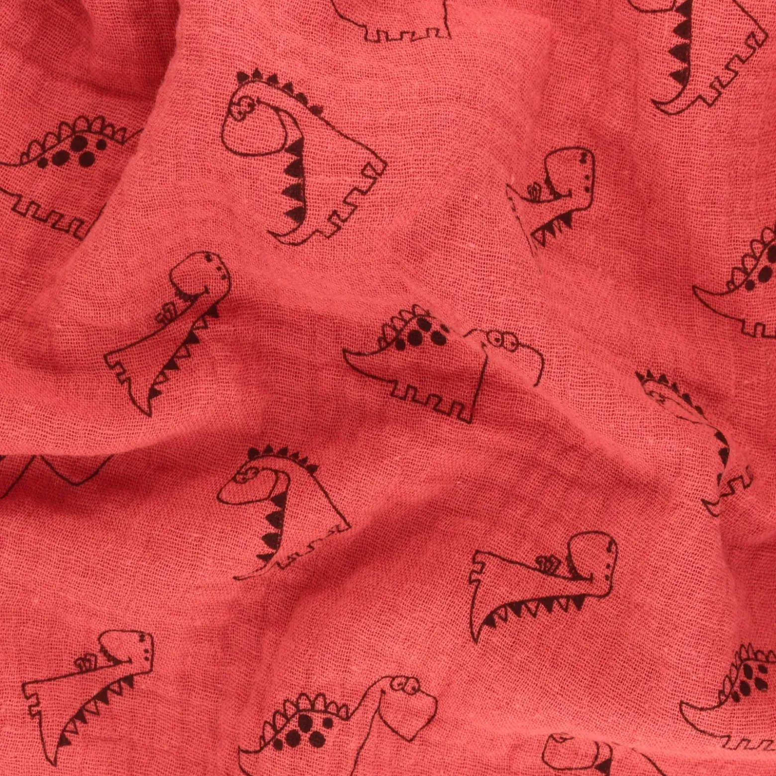 Tissu double gaze de coton Les petits dinos